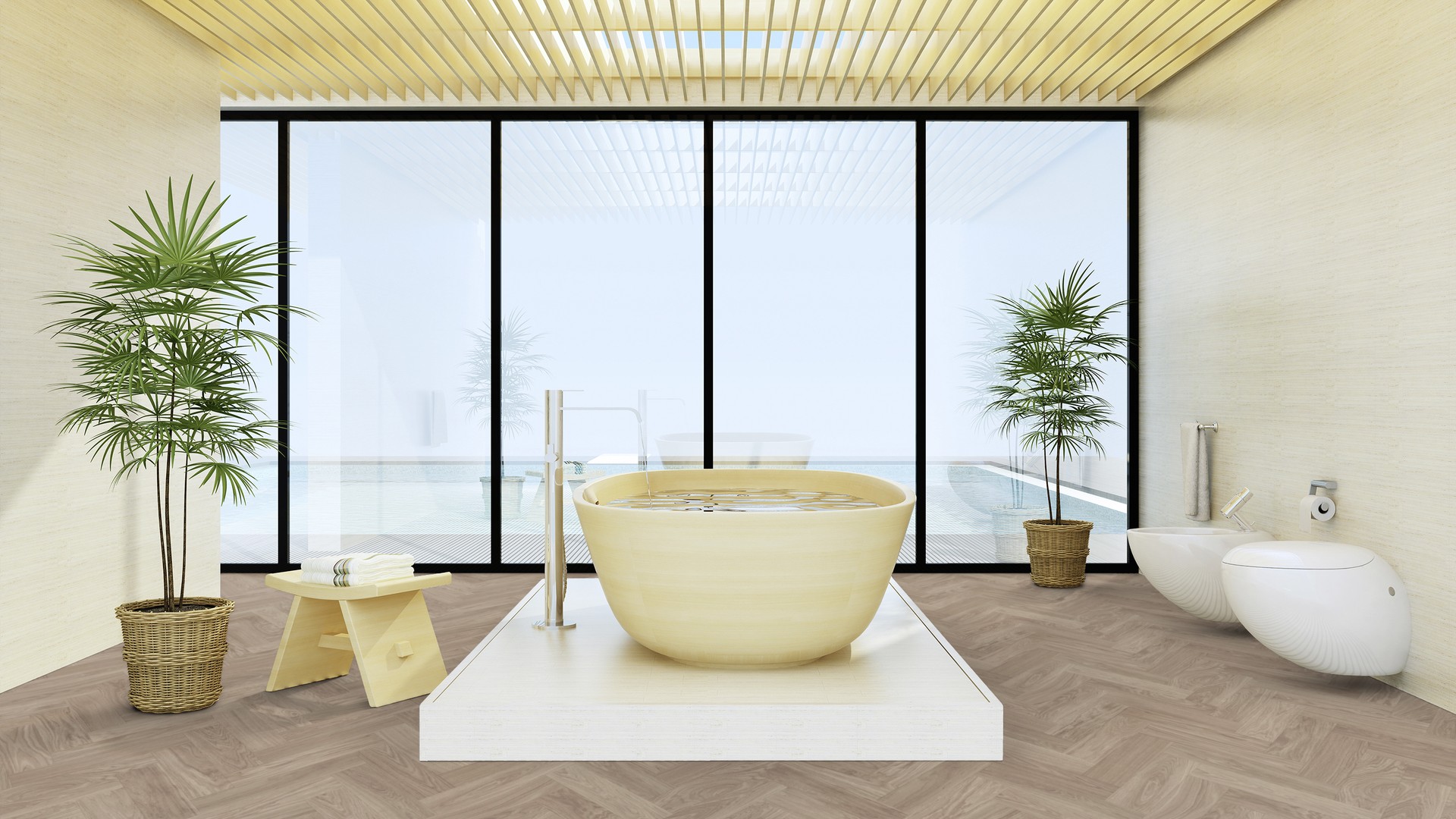 Tarkett Aquarelle Våtromsbelegg Skane Herringbone Autumn - Bilde 2