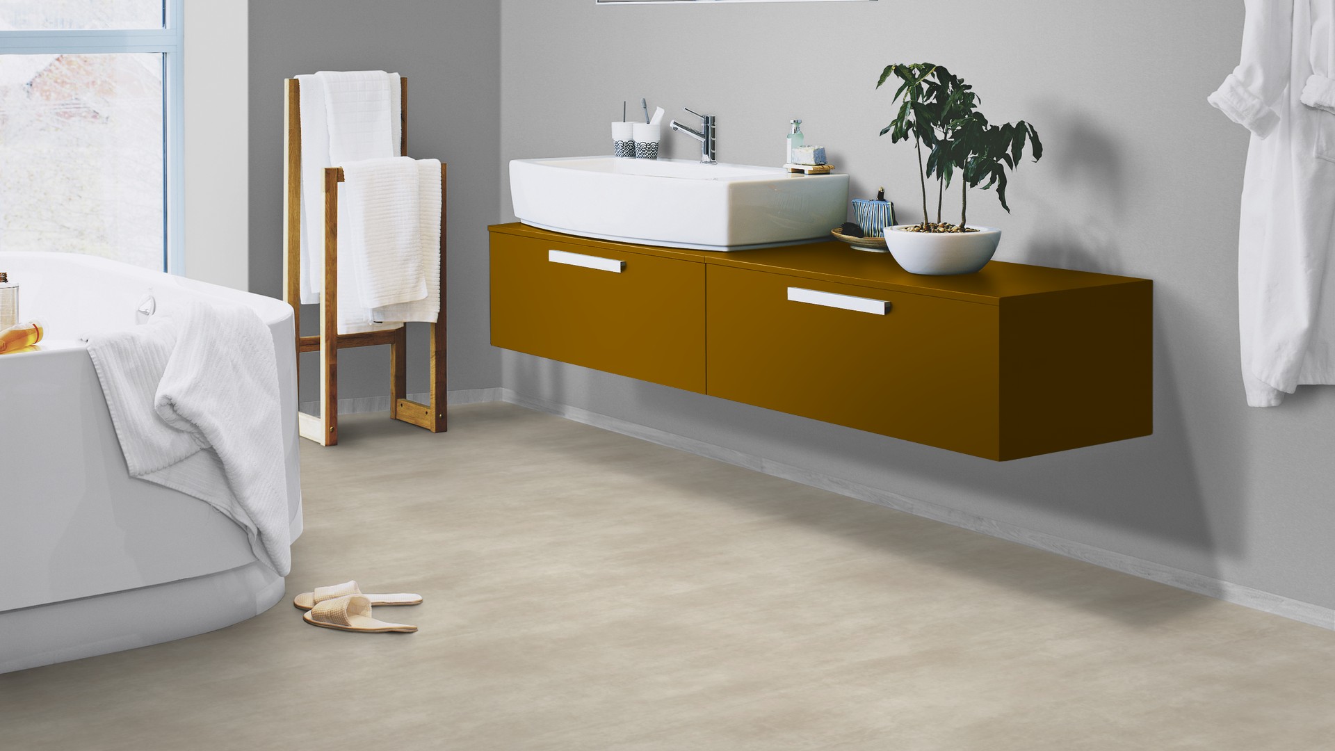 Tarkett Aquarelle Våtromsbelegg Raw Concrete Grege - Bilde 2