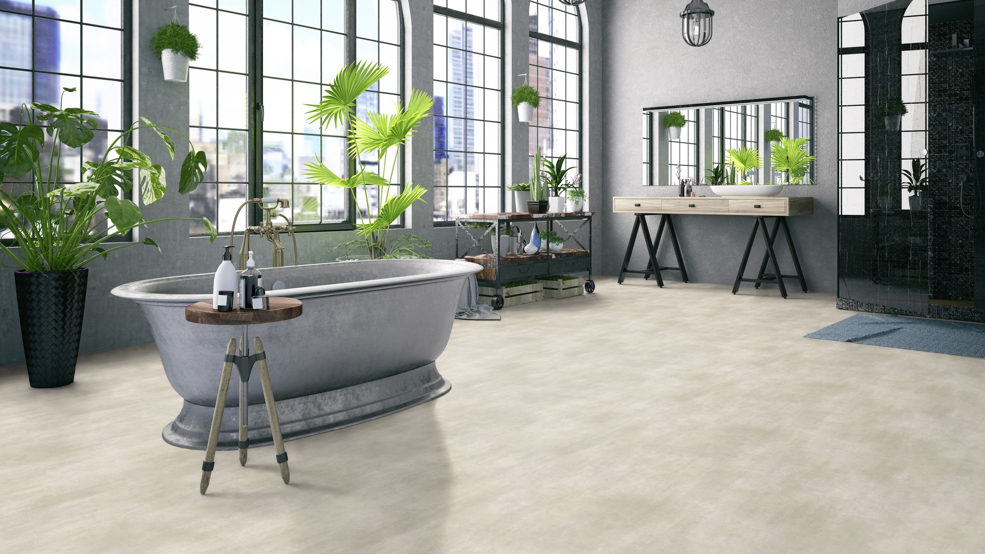 Tarkett Aquarelle Våtromsbelegg Raw Concrete Grey - Bilde 2