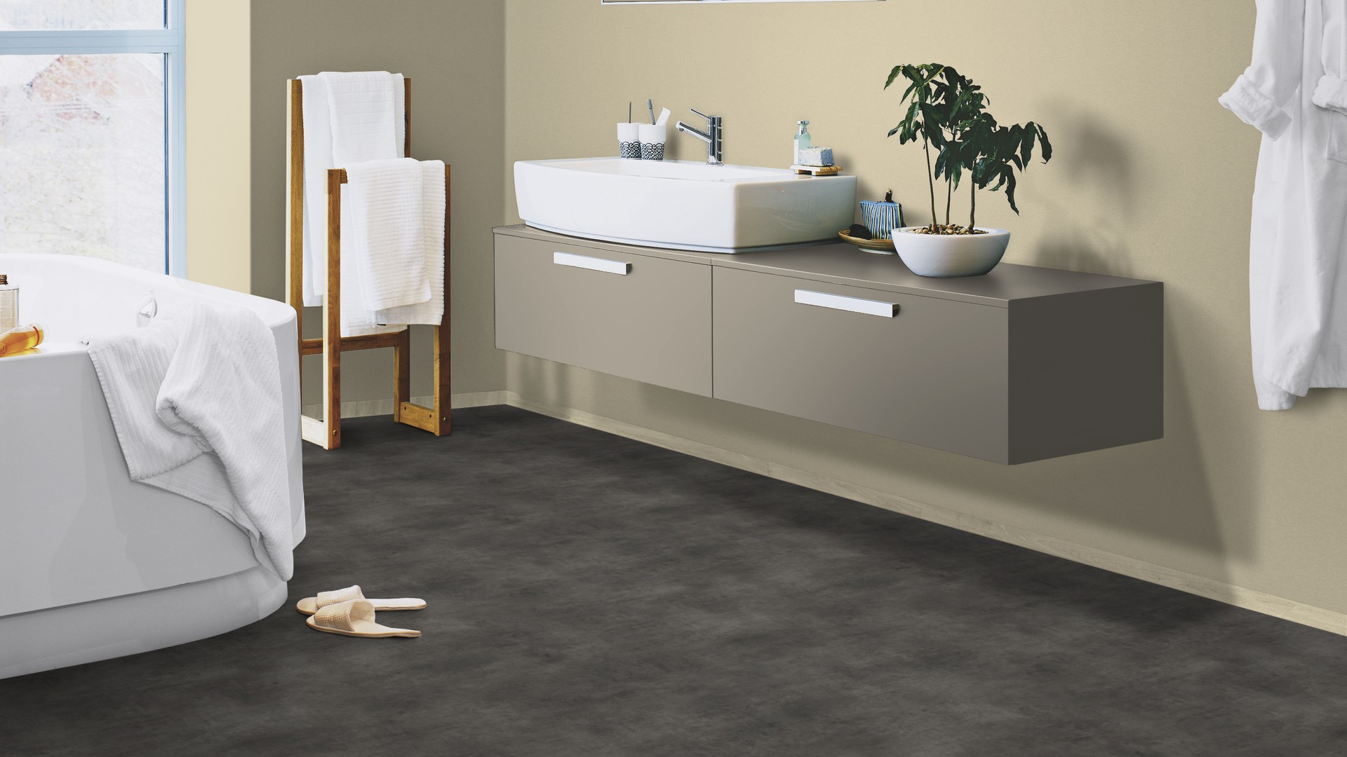 Tarkett Aquarelle Våtromsbelegg Stone Charcoal - Bilde 2