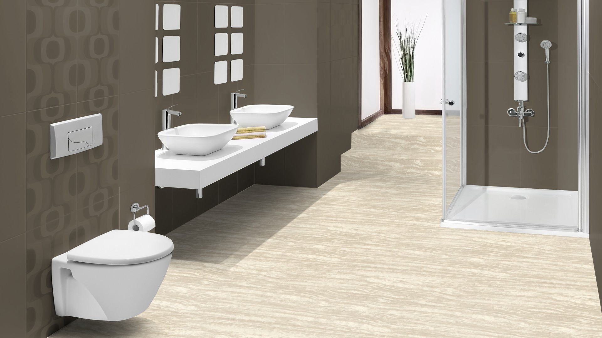 Tarkett Aquarelle Våtromsbelegg Travertine Beige - Bilde 2