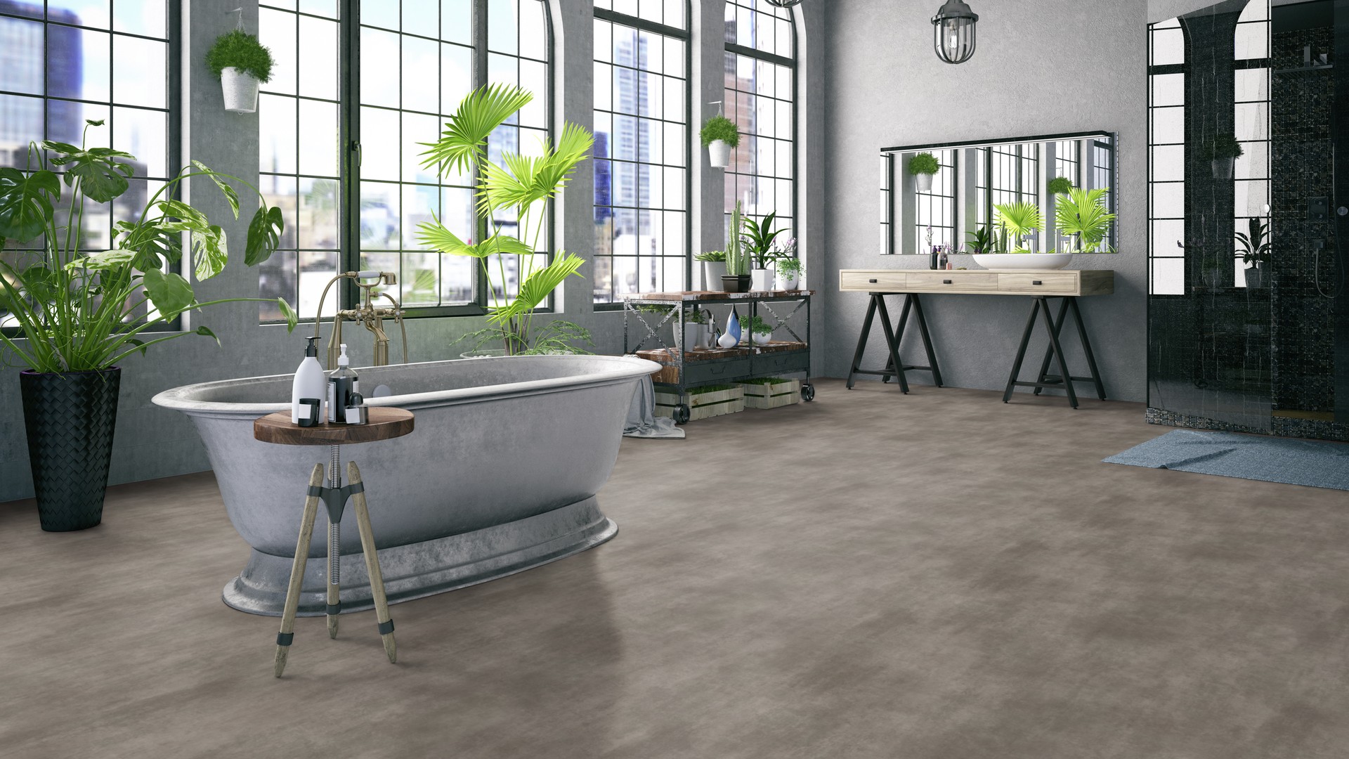 Tarkett Aquarelle Våtromsbelegg Raw Concrete Dark Grey - Bilde 2