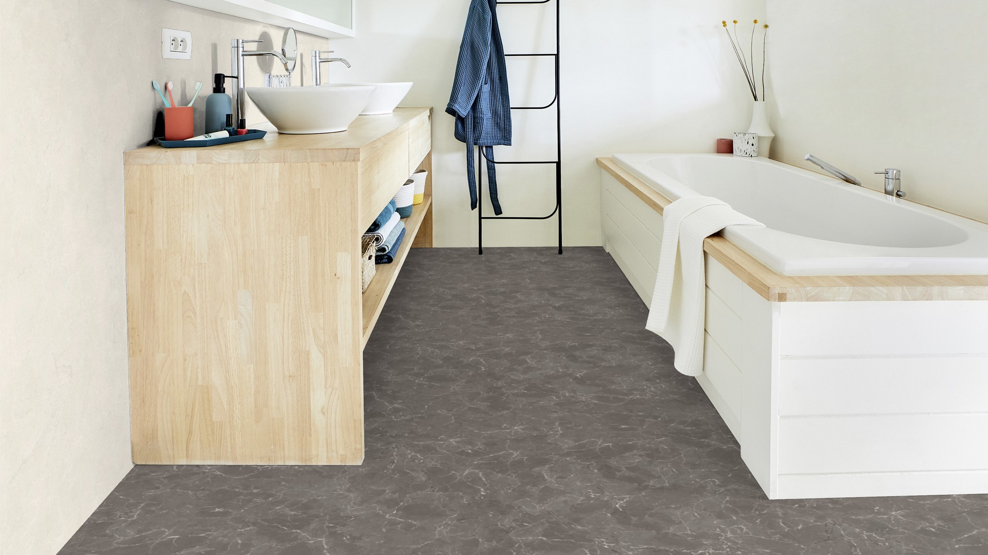 Tarkett Aquarelle Våtromsbelegg Royal Marble 2 Anthracite - Bilde 2