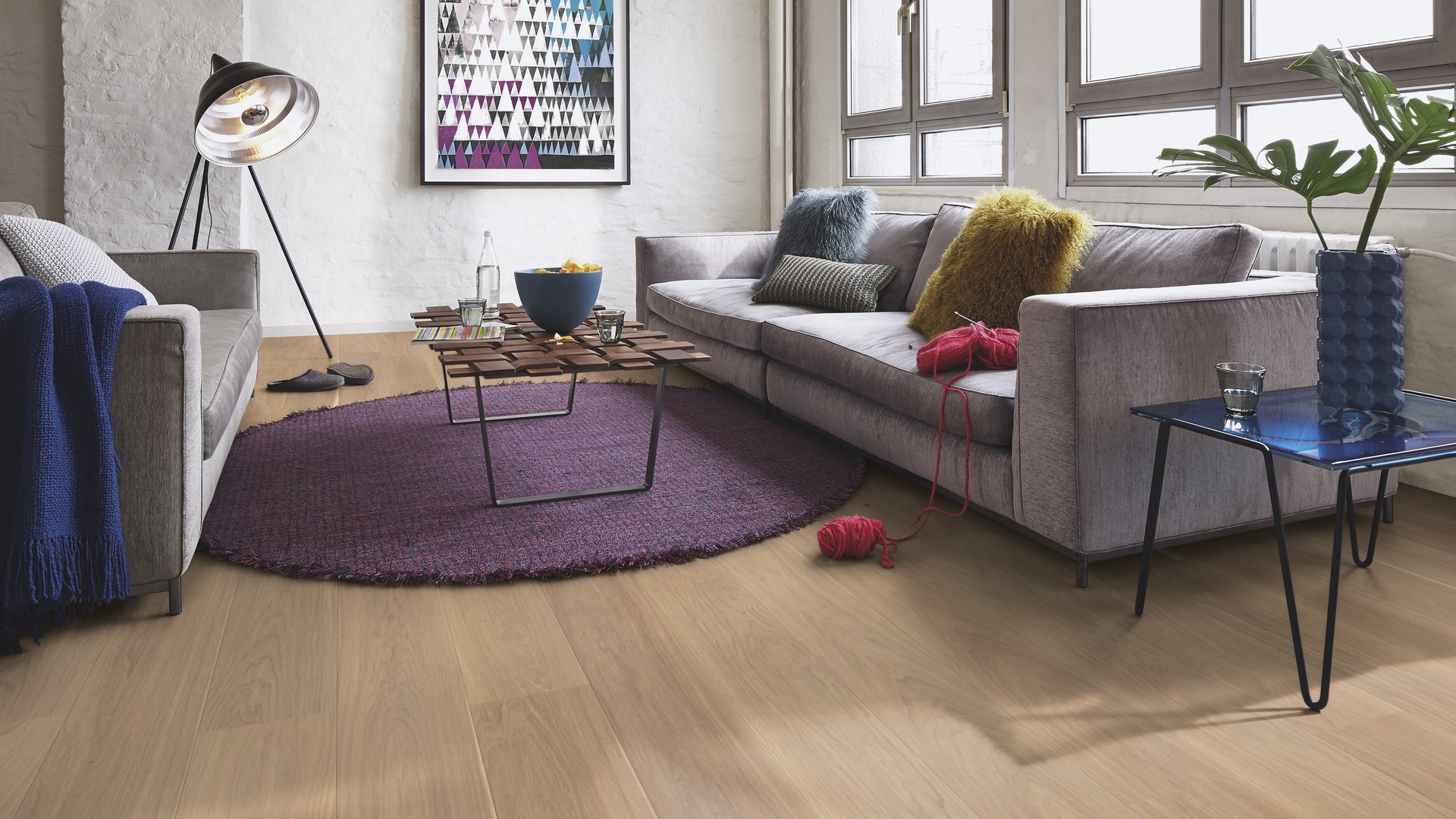 Boen Eik Hvit Andante Plank 181 Matt Lakk Parkett produktbilde stue rot