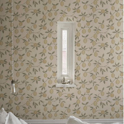 Gul tapet med sitronmotiv – Sandberg Limone Yellow