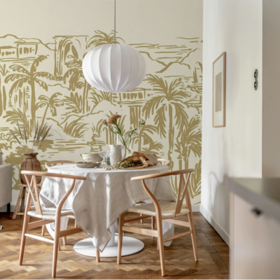 Fototapet med palmer i gule toner – Rebel Walls Palm Oasis Yellow