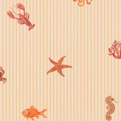 Eijffinger Tiny Treasures 363171 tapet med havdyr i terracotta