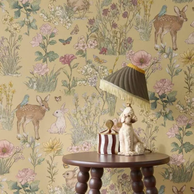 Eijffinger Tiny Treasures 363191 tapet med dyr og blomster