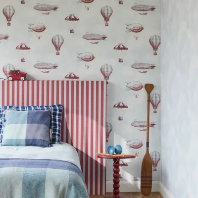 Eijffinger Tiny Treasures 363121 blå barneromstapet med luftballonger