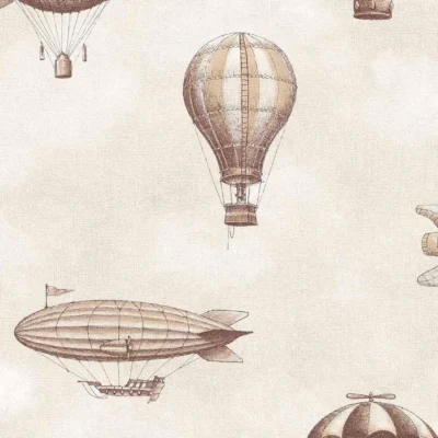 Eijffinger Tiny Treasures 363122 beige tapet med luftballonger og luftskip